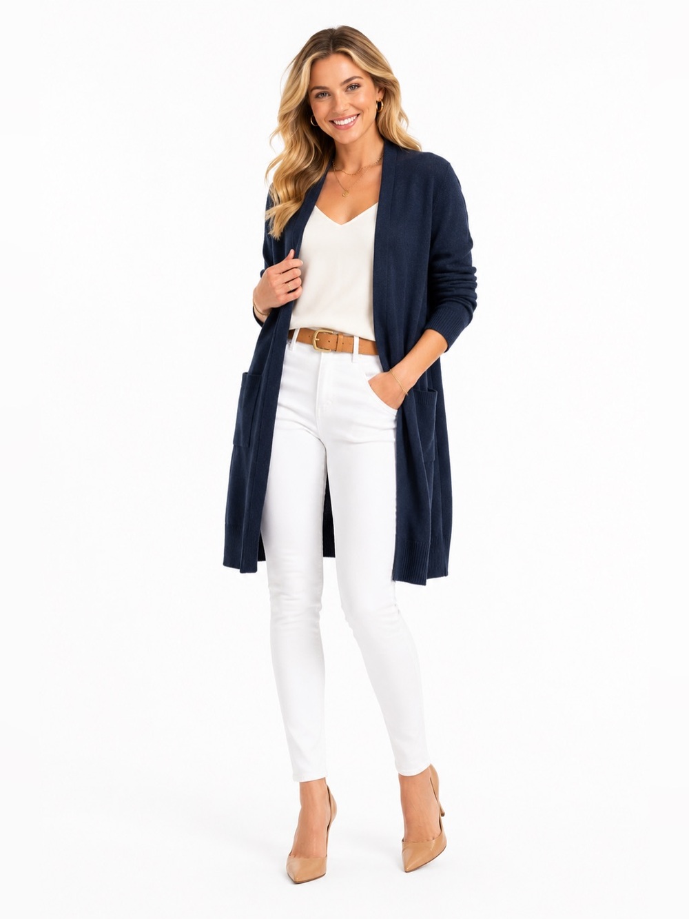 89th & Madison Navy Open-Front Cardigan